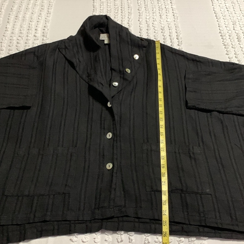 La FIXSUN Women’s 100% Linen Hi-Low Textured Boxy Black Button-Up Shirt USA XL - Picture 14 of 16